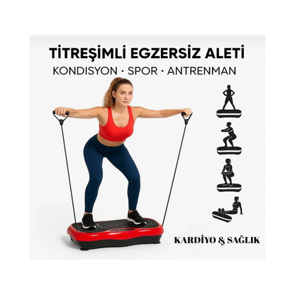 Smmayling marka Bluetoothlu titreşimli egzersiz platformu, yanlarında tutma kollarıyla ve kontrol paneliyle görünüm
