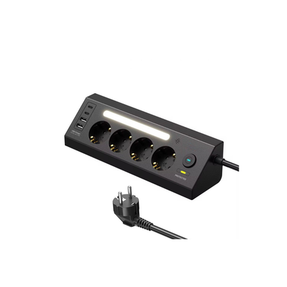 Smmayling akım korumalı 4'lü priz, USB portları ve LED göstergesiyle elektrik koruma ve kullanım kolaylığı sağlar.