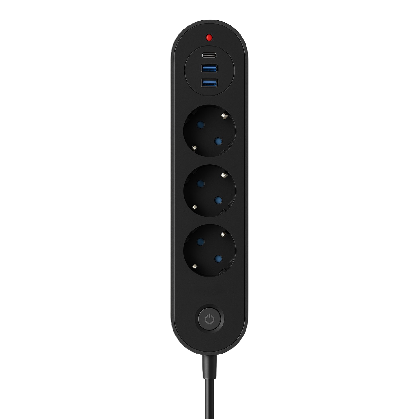 Termal akım korumalı Smmayling 3’lü priz, 2 USB ve 1 Type-C portu ile elektrikli cihazlar için güvenli kullanım sağlar.