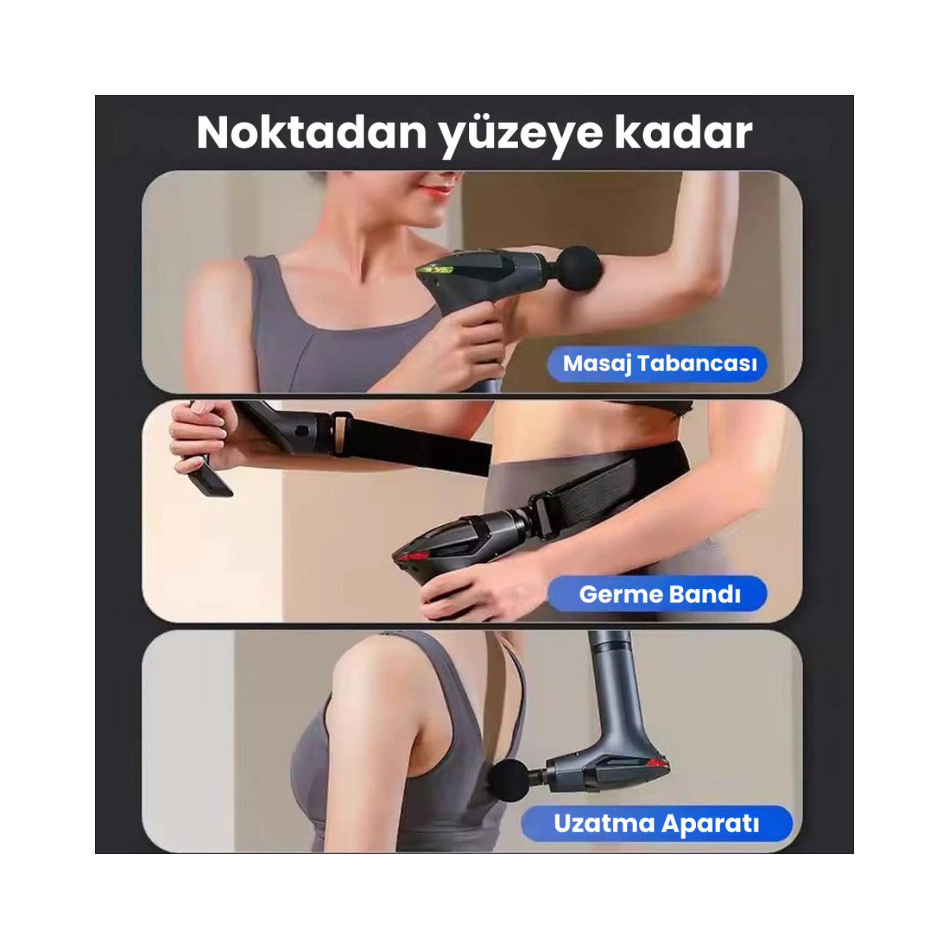 Smmayling şarjlı darbeli masaj tabancası, ergonomik tasarımla kasları rahatlatan portable masaj cihazı.