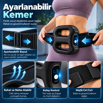 Şarjlı Masaj Kemeri – 5 Masaj Modu, Ayarlanabilir Hız, USB-C Şarjlı