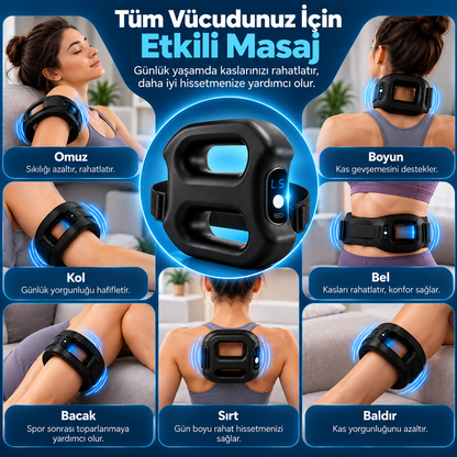 Şarjlı Masaj Kemeri – 5 Masaj Modu, Ayarlanabilir Hız, USB-C Şarjlı