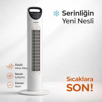 Smayling 80 cm sessiz kule vantilatör, uzaktan kumandalı, 3 hız ve salınım özellikleriyle taşınabilir ve modern tasarım