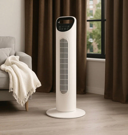 Smayling 80 cm sessiz kule vantilatör, uzaktan kumandalı, 3 hız ve salınım özelliğiyle taşınabilir ve modern tasarım.
