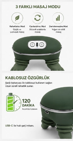 Isıtmalı Masaj Aleti - Parmakla Yoğuran Şarjlı Boyun Sırt Omuz Bacak Masajı