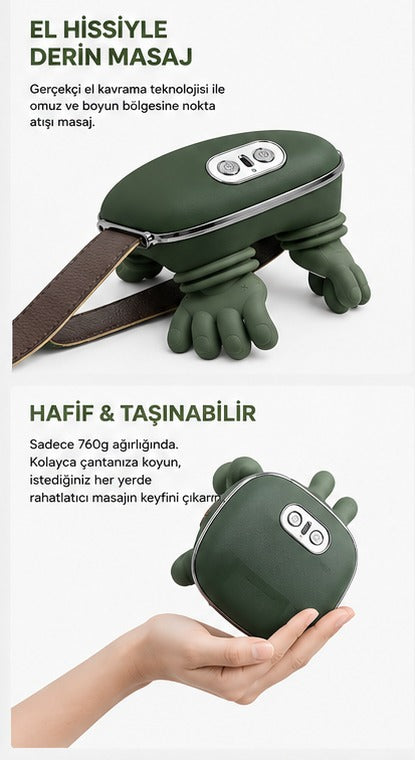Isıtmalı Masaj Aleti - Parmakla Yoğuran Şarjlı Boyun Sırt Omuz Bacak Masajı
