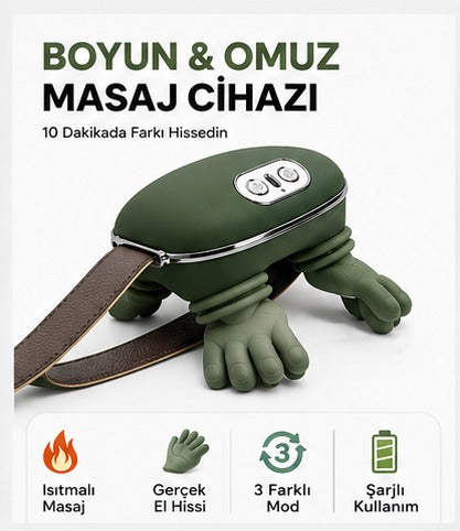 Isıtmalı Masaj Aleti - Parmakla Yoğuran Şarjlı Boyun Sırt Omuz Bacak Masajı