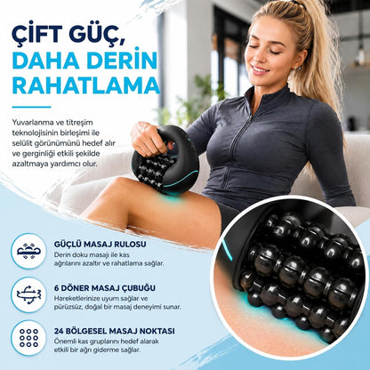 360° Elektrikli Roller Masaj Aleti – 3 Kademeli Derin Masaj
